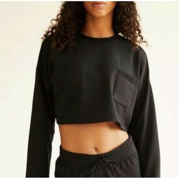 FREE PEOPLE MOVEMENT Shorts & Sweatshirt Set Black SMALL SUNNY SET - Picture 2 of 5